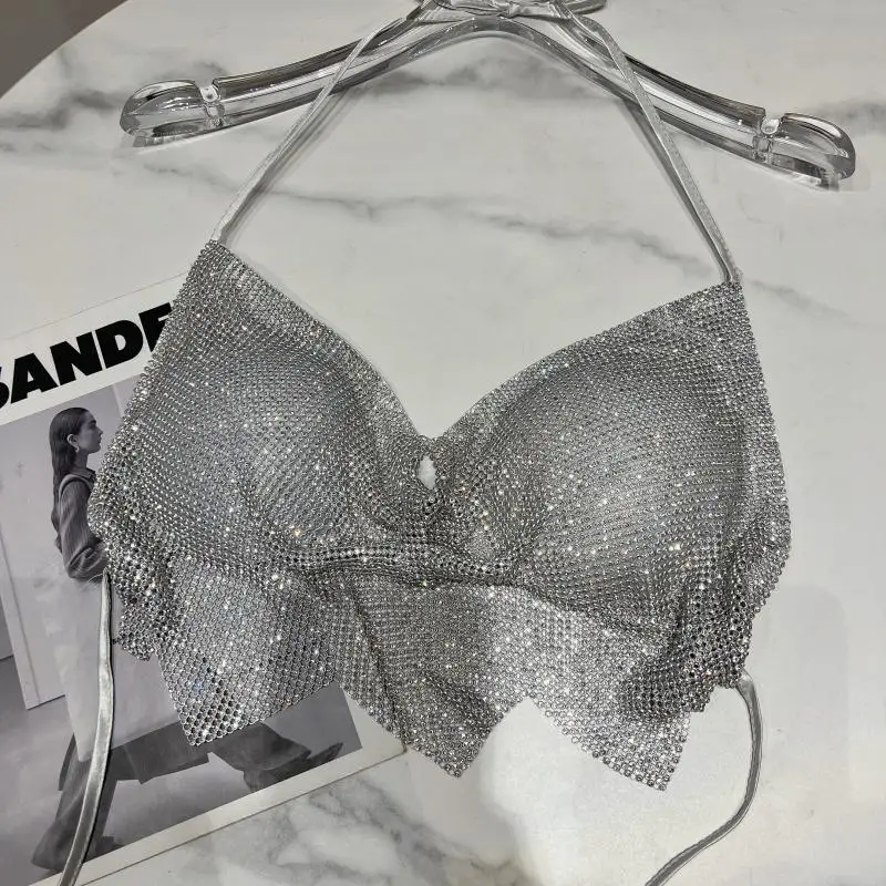 Dance Pad Machine - Glänzende Diamant-Tanktops mit dekorativen dreidimensionalen Brustpolstern,